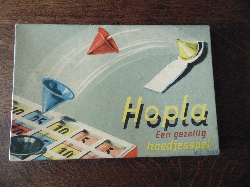 Vintage spel Hopla Een gezellig Hoedjesspel van Abel Klinger, Een of twee spelers, Ophalen of Verzenden, Gebruikt, Abel Klinger