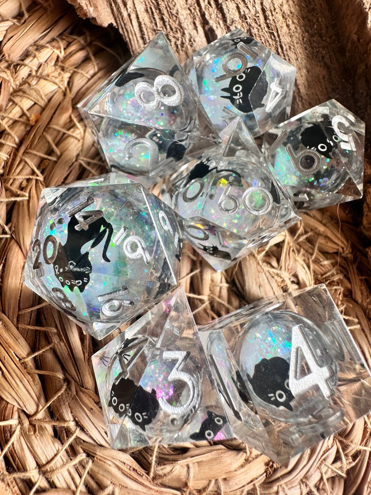DND dice / katten / liquid / RPG / D&D / dobbelsteen set, Ophalen of Verzenden, Nieuw