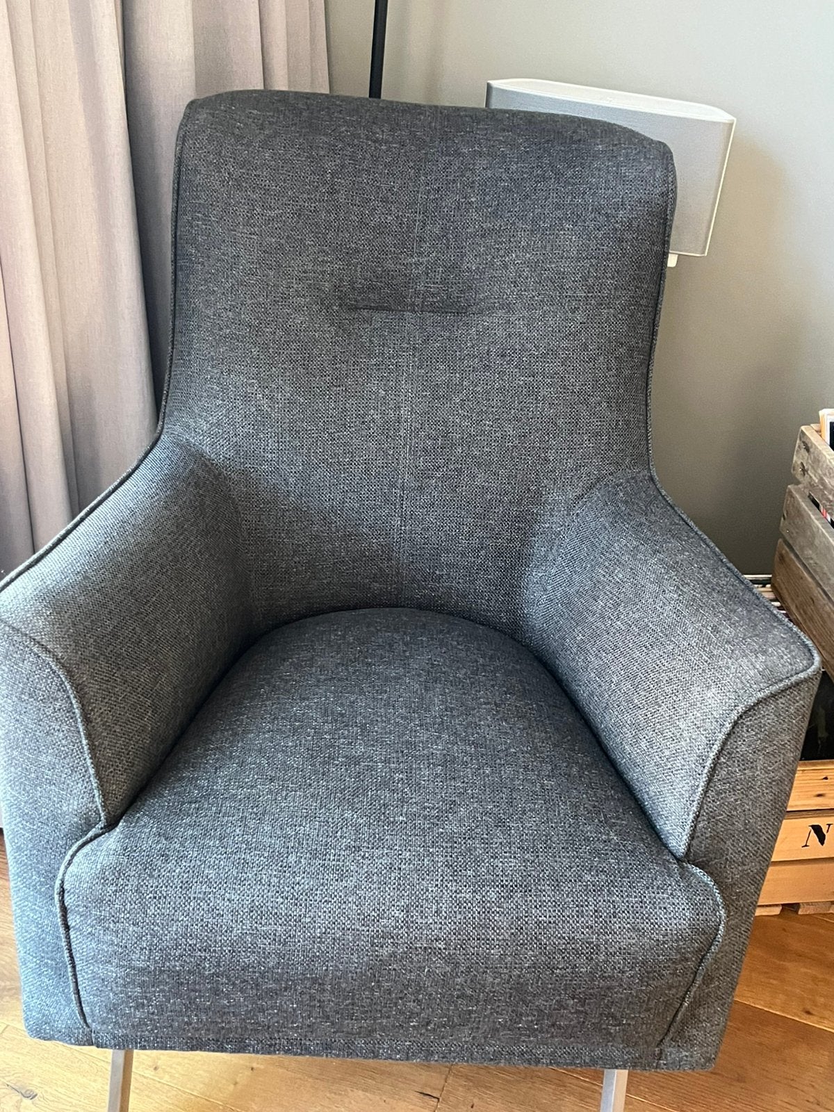 Fauteuil Henders & Hazel antraciet, Ophalen, Zo goed als nieuw, 75 tot 100 cm, Stof