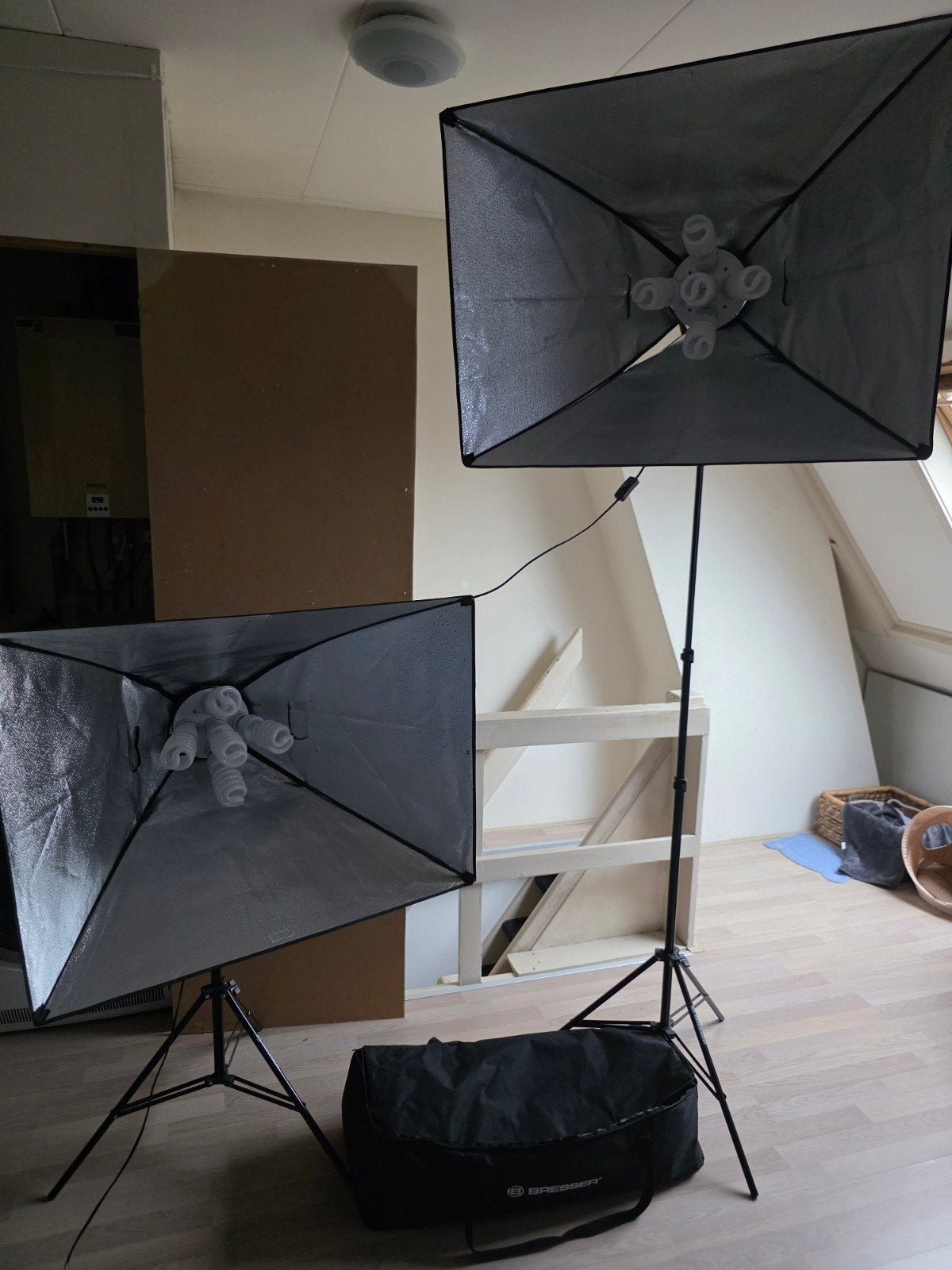 Bresser ES-570 Fluorescent Light Softbox Set, Gebruikt, Complete fotostudio, Bresser, Ophalen of Verzenden