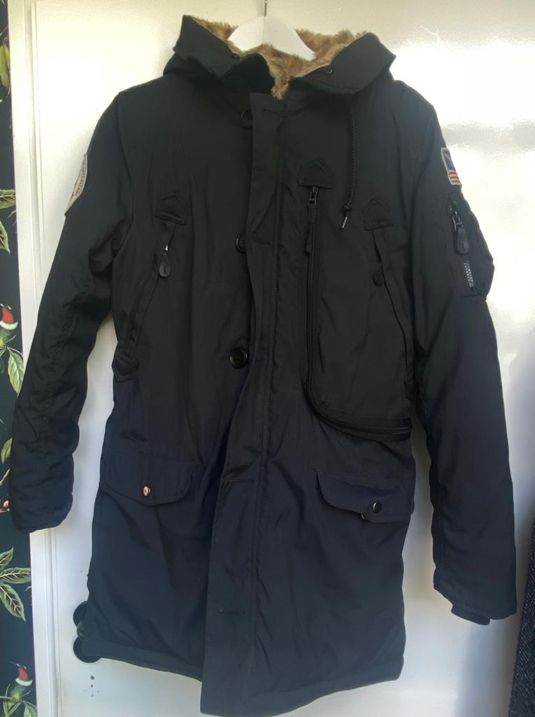 Alpha Industries Donkerblauwe winterjas Polar Jacket, Ophalen of Verzenden, Zo goed als nieuw, Blauw