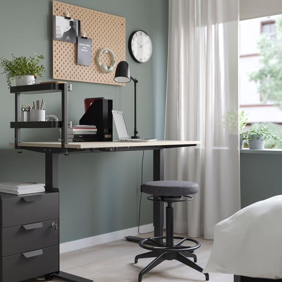 Complete IKEA bureau set – zwart | €175 | gratis bezorging, Zwart, In hoogte verstelbaar, Verzenden, Zo goed als nieuw
