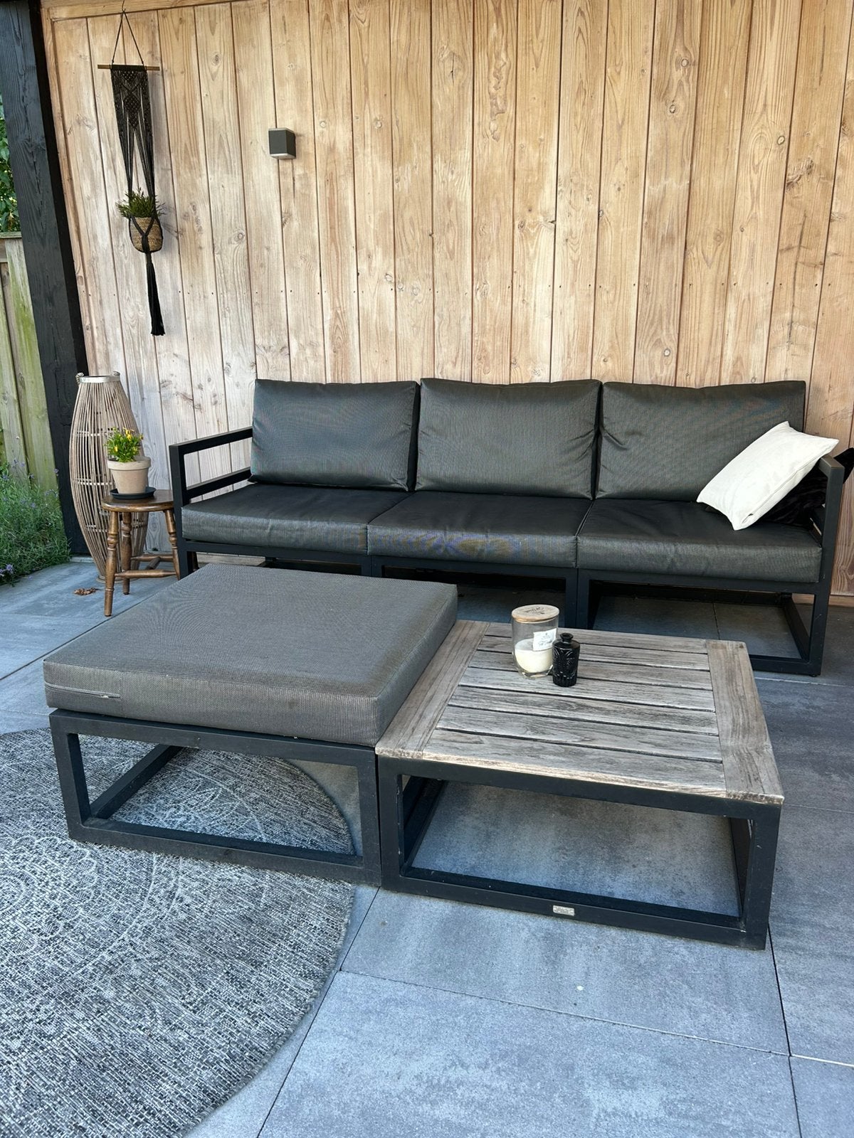 Loungeset van het merk life met all weather kussens., Tuin en Terras, Ophalen, Gebruikt, 6 zitplaatsen, Hocker