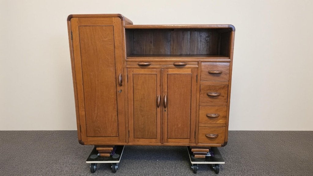 wandmeubel dressoir art deco amsterdamse school teakhout, Ophalen