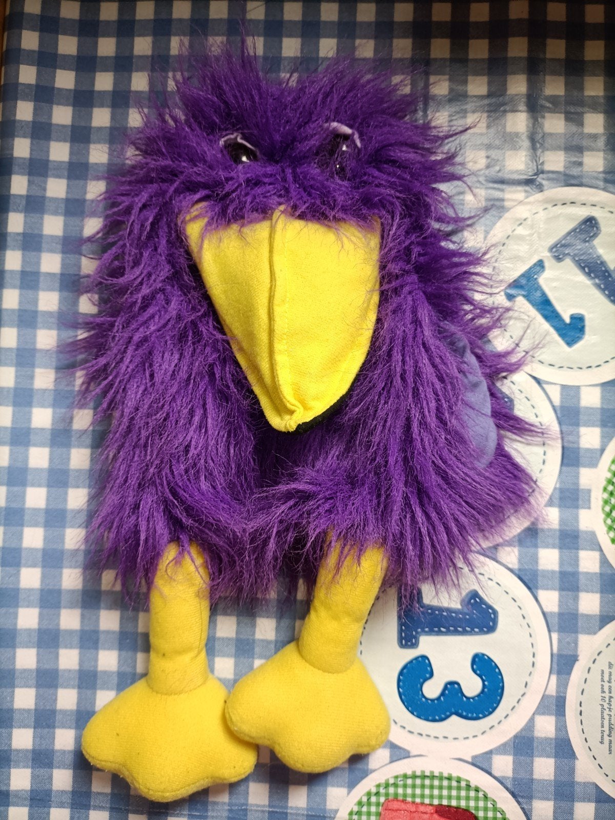 Paarse kraai handpop vogel MacBek rekenhulp, Ophalen of Verzenden, Zo goed als nieuw, Versiering