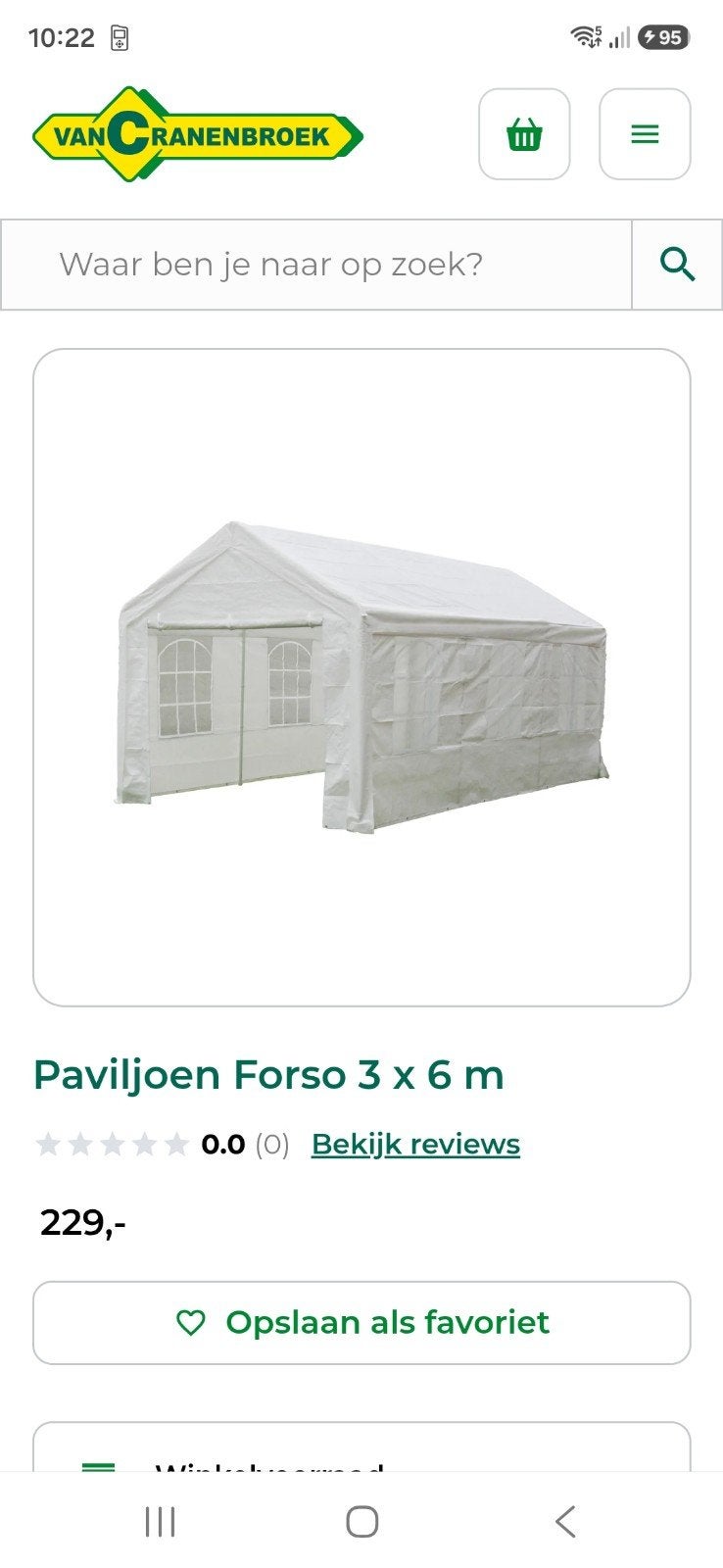 Paviljoen tent 6x3 meter, Ophalen, Minder dan 5 meter, Paviljoen
