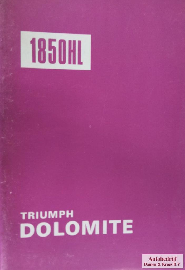 Handboek Triumph Dolomite 1850HL, Ophalen of Verzenden