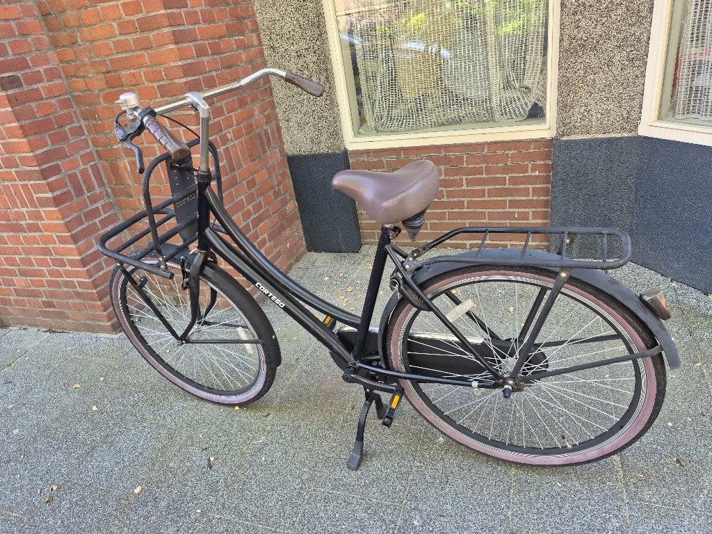 Cortego zwarte damesfiets 52 cm frame, 28 inch, zeer goede s, Gebruikt, Versnellingen, 50 tot 53 cm, Schijfrem