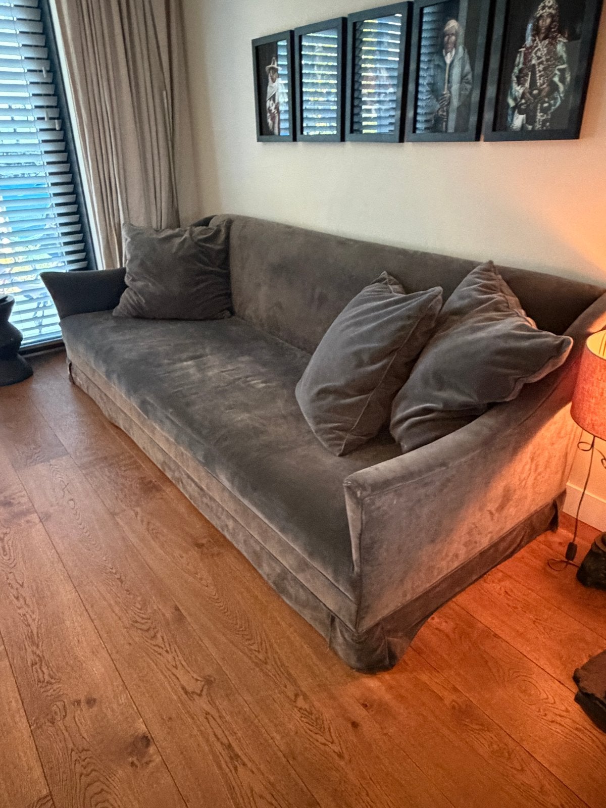 GRATIS! Grote grijze bank, Ophalen, Gebruikt, 100 tot 125 cm, Stof