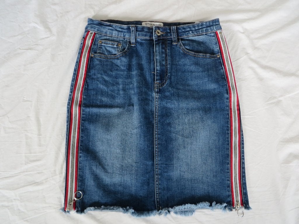 Spijkerrokje, maat L, Queen Hearts, Maat 38/40 (M), Blauw, Ophalen of Verzenden, Zo goed als nieuw