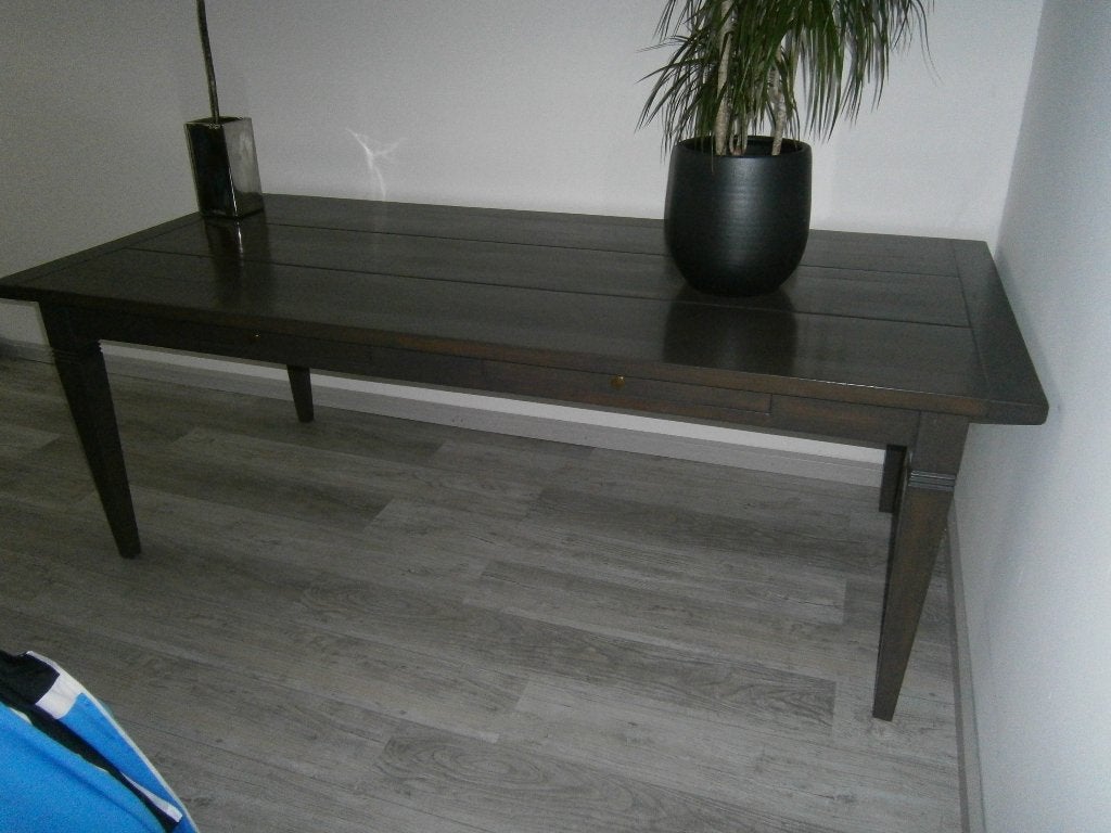 Zware EET-VERGADER-LEESTAFEL 220x100x77 cm LxBxH, 100 tot 150 cm, Eikenhout, 200 cm of meer, Ophalen of Verzenden