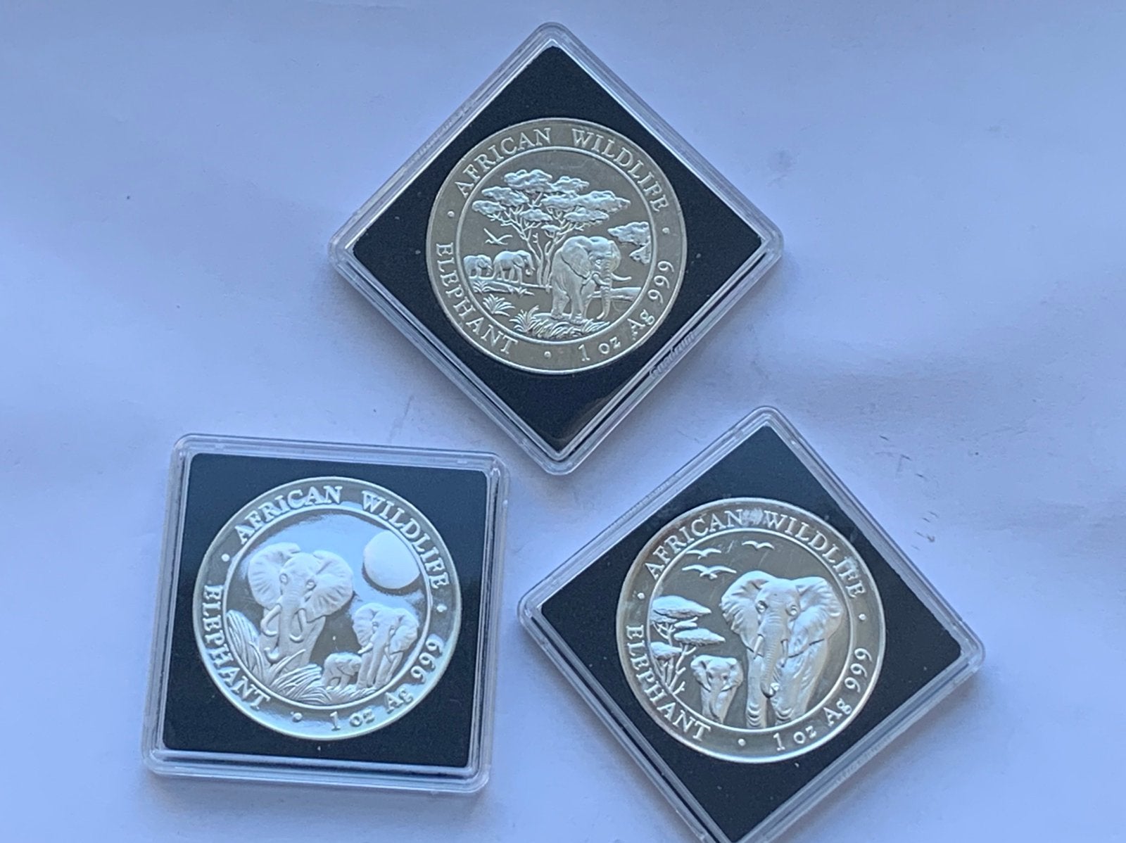 3 zilveren 1 oz somalische olifanten afrika, Postzegels en Munten, Munten | Afrika, Ophalen of Verzenden, Overige landen