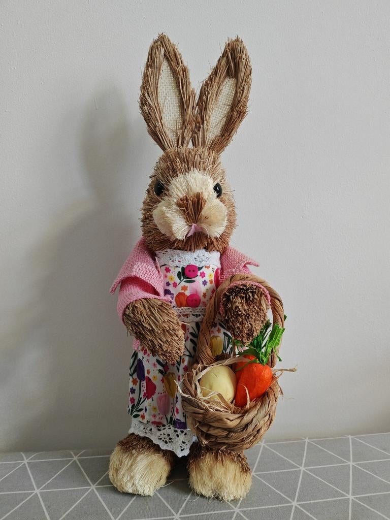 Leuke Woondecoratie Paashaas 40 cm, Huis en Inrichting, Woonaccessoires | Overige, Nieuw, Natuurlijk materiaal, Meerkleurig, Ophalen