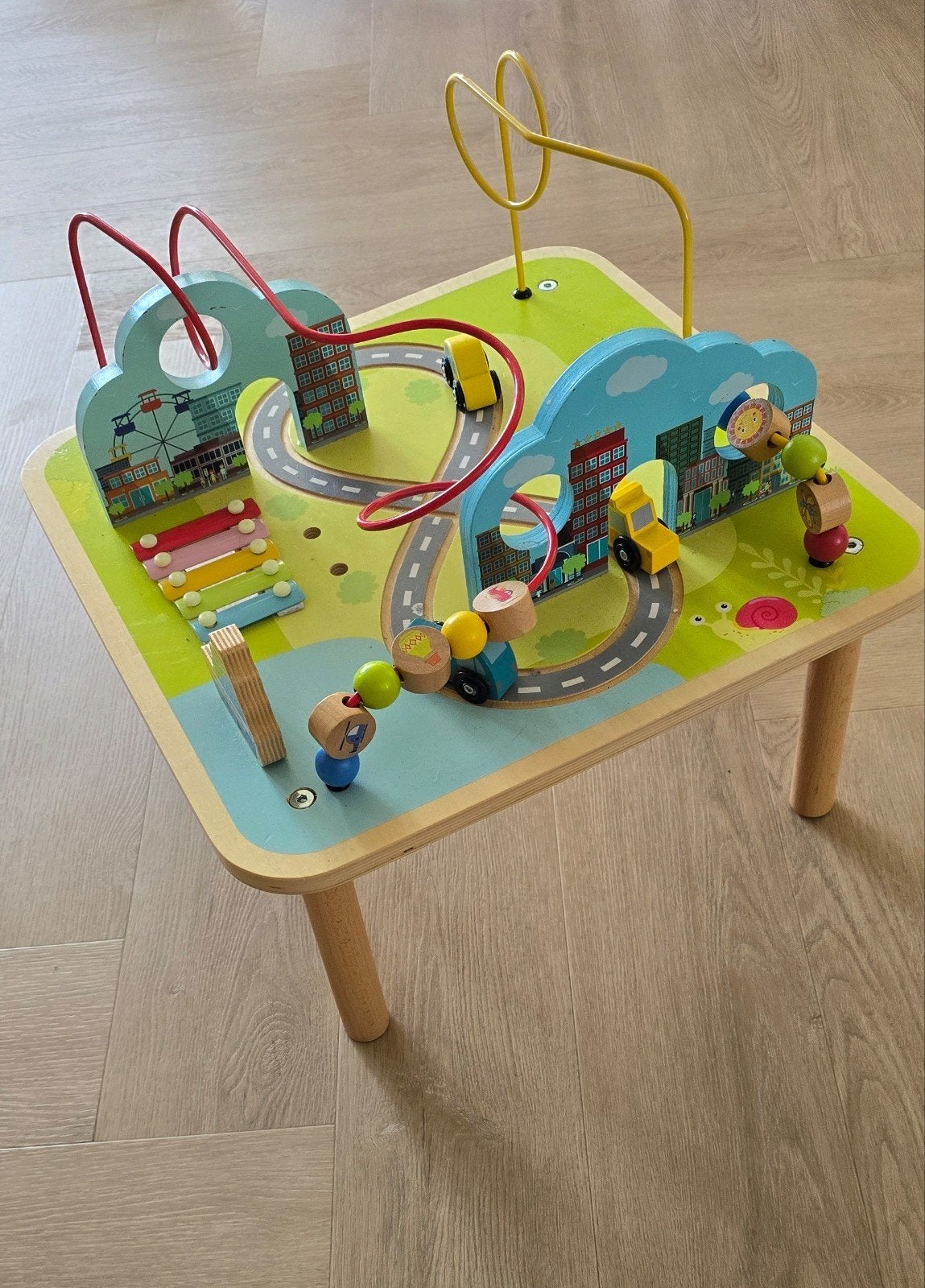 Houten speeltafel met kralen en xylofoon - Gebruikt, Ophalen, Gebruikt