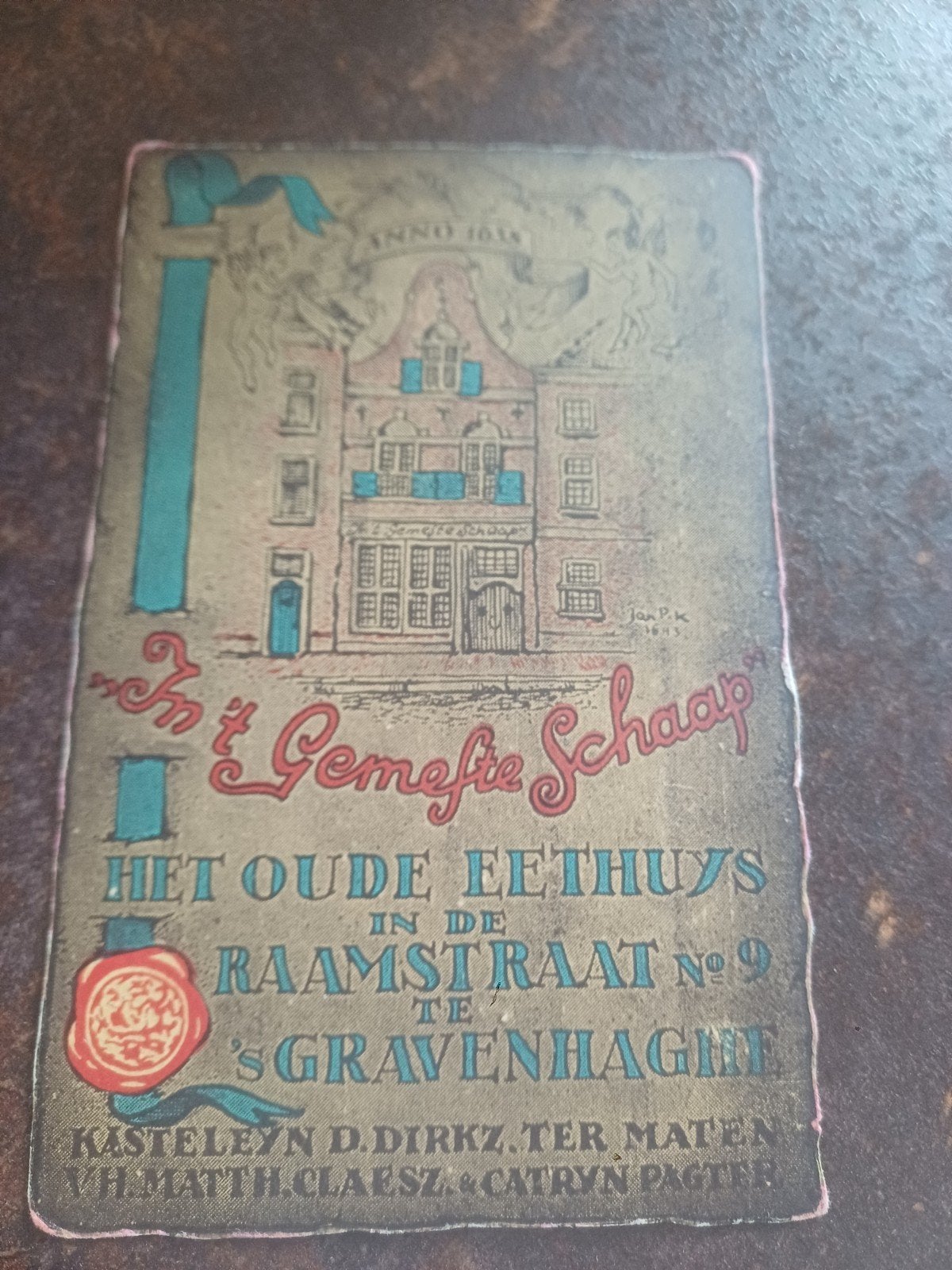 Oude Eethuys 't Gemeste Schaap Raamstraat 9 Den Haag, Ophalen of Verzenden, Gebruikt
