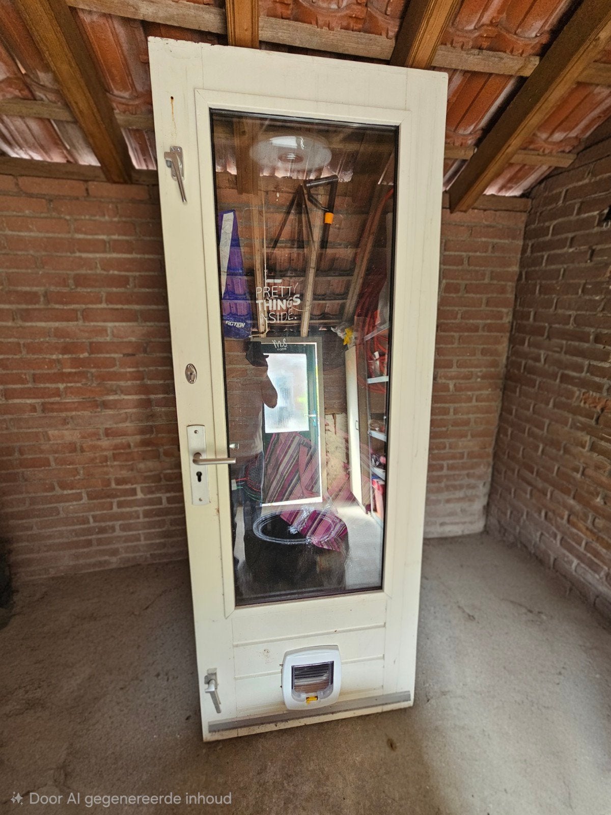 Achterdeur met glas en kattenluik, Gebruikt, 80 tot 100 cm, Ophalen of Verzenden, Buitendeur
