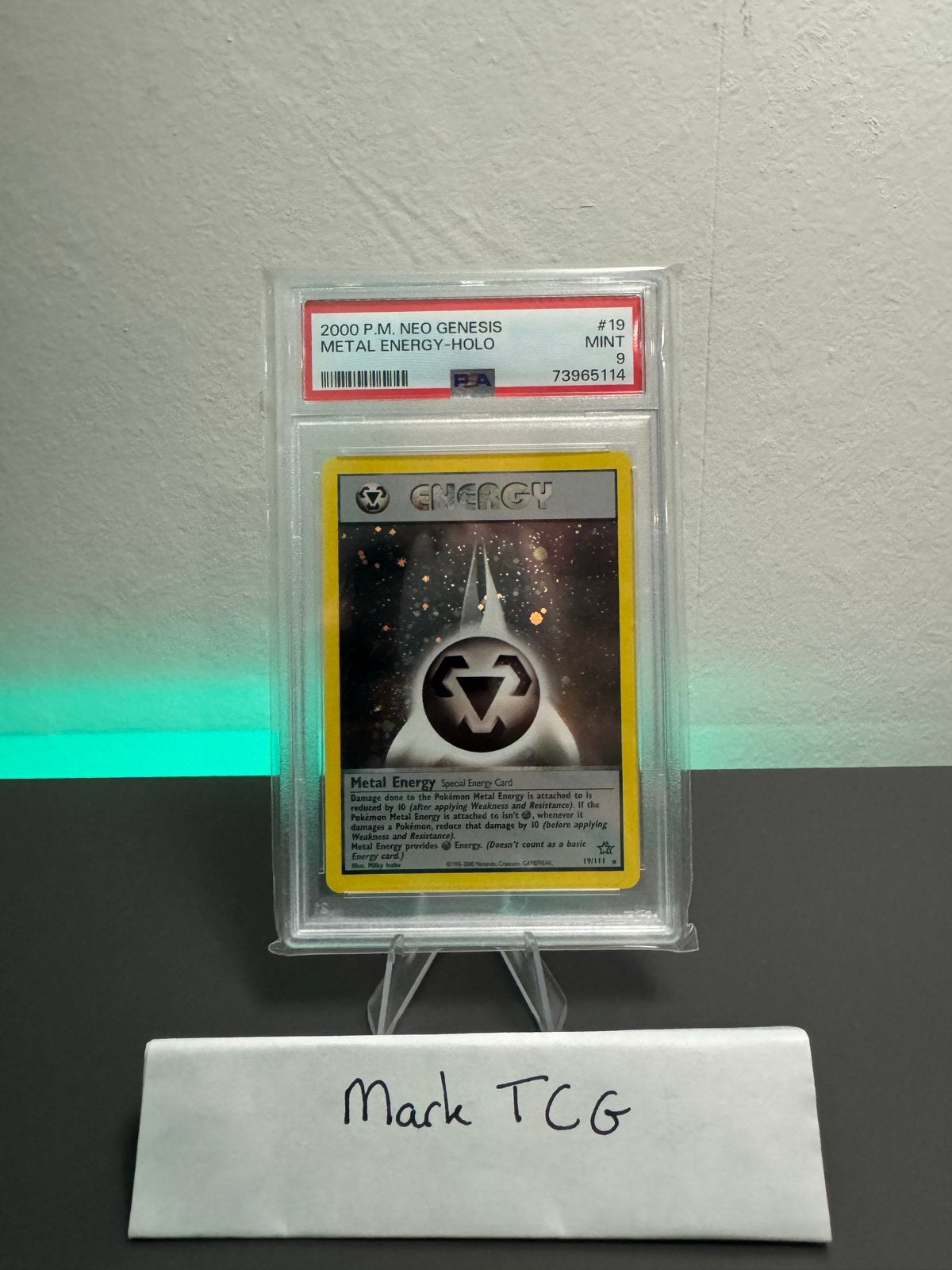 PSA 9 Metal Energy Holo Neo Genesis #19 Pokémon Kaart, Hobby en Vrije tijd, Verzamelkaartspellen | Pokémon, Ophalen of Verzenden