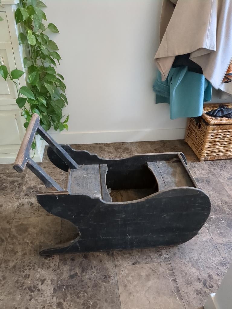 Antieke ijsslee, Ophalen, Gebruikt, Hout