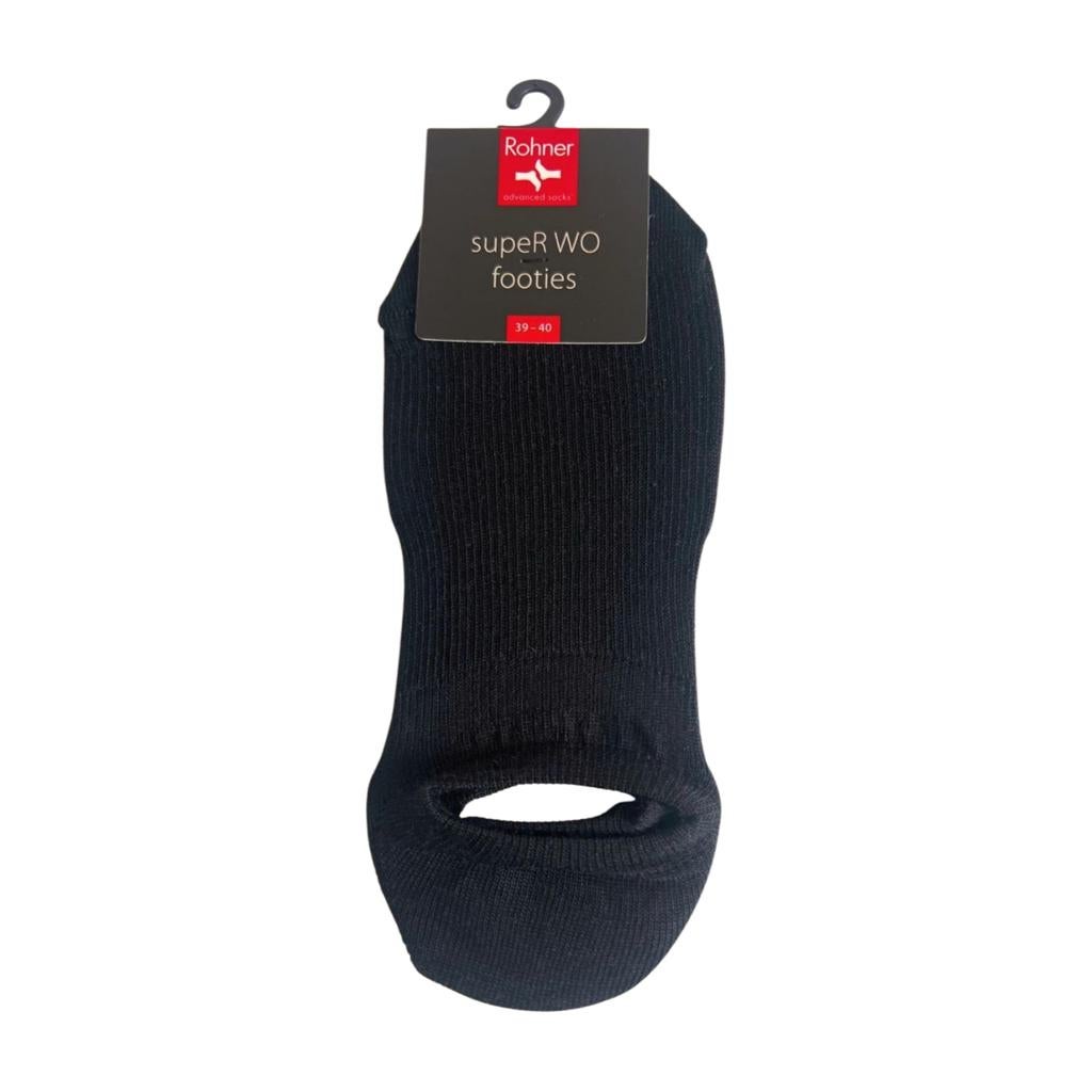 Rohner supeR Wo footies van merinowol - Maat 39-40, Sokken en Kniesokken, Zwart, Nieuw, Overige maten