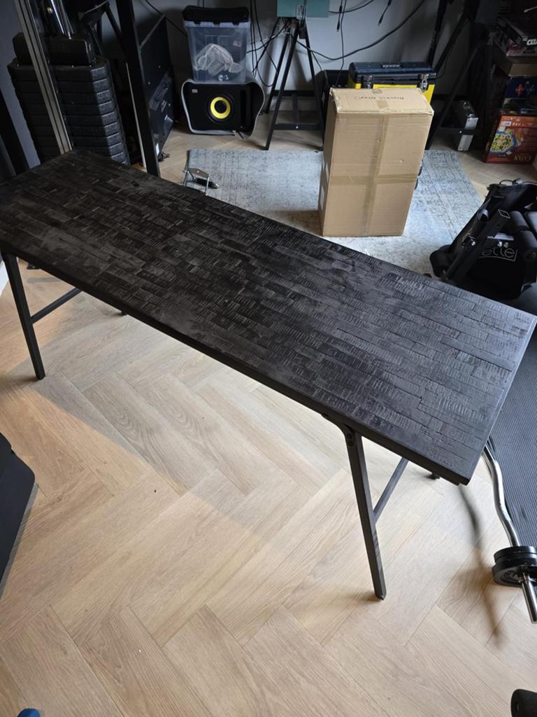 Houten sidetable hal gang tafel inklapbaar Woood, Ophalen, 100 tot 150 cm, Zo goed als nieuw, 25 tot 50 cm