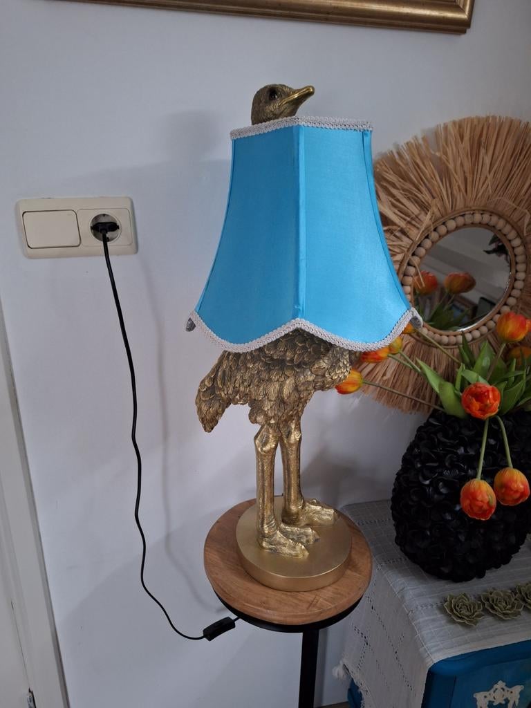 Gouden tafellamp struisvogel, Ophalen, Zo goed als nieuw