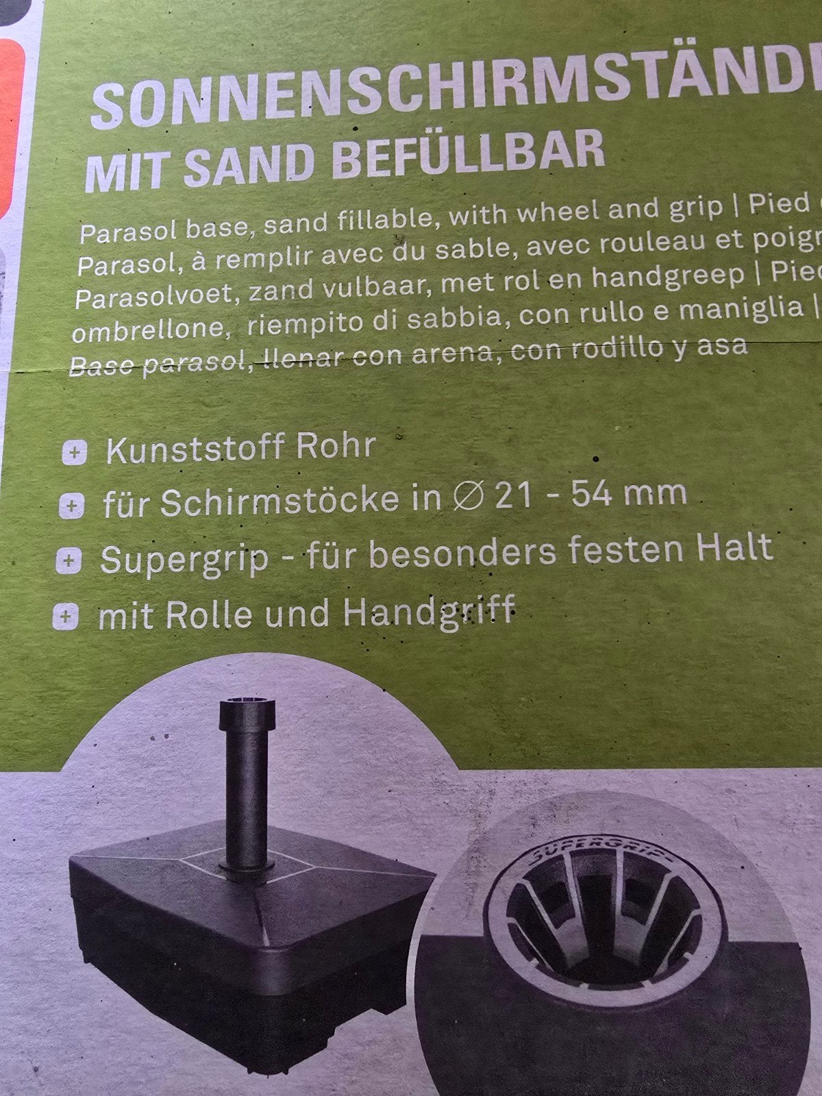 Parasolvoet met wielen en handgreep, zand vulbaar, Ophalen of Verzenden