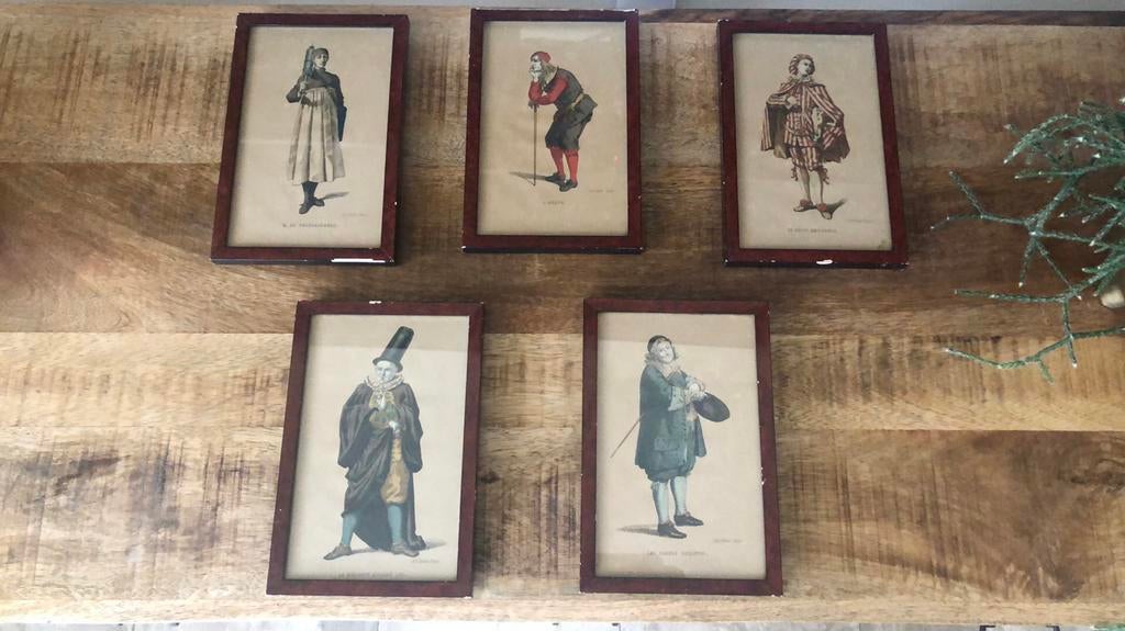 5 ingelijste prenten van historische figuren, Ophalen of Verzenden