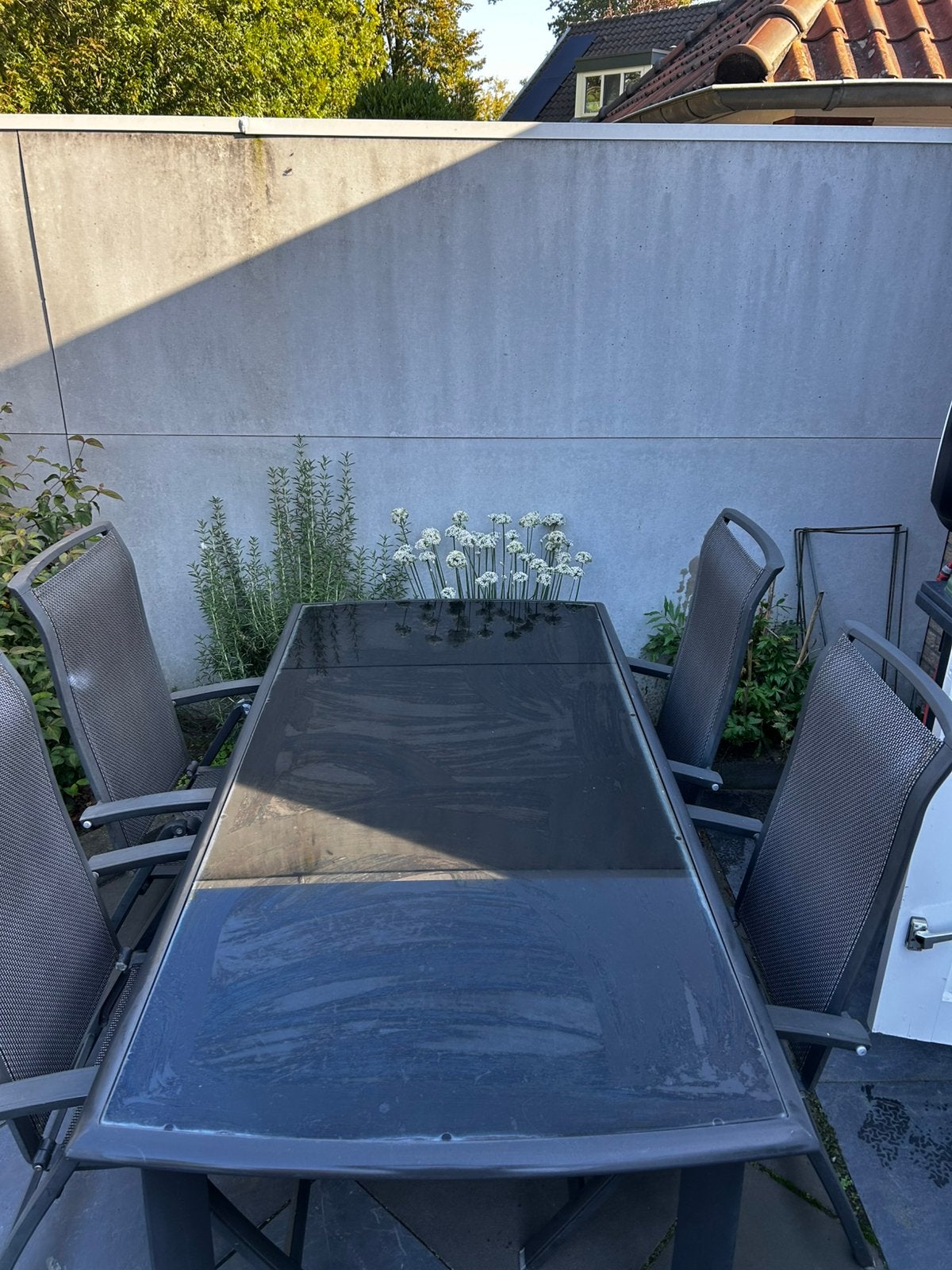 Tuinset compleet, Tuin en Terras, Ophalen, 4 zitplaatsen, Gebruikt, Aluminium