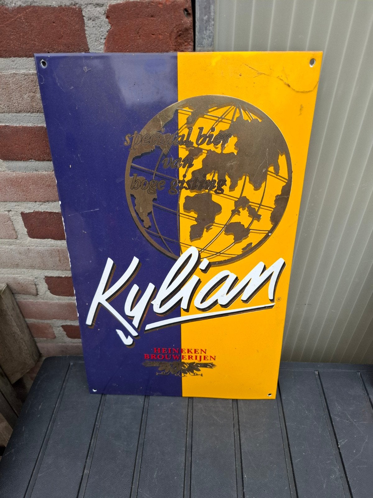 Emaille reclame bord kylian Heineken, Ophalen of Verzenden