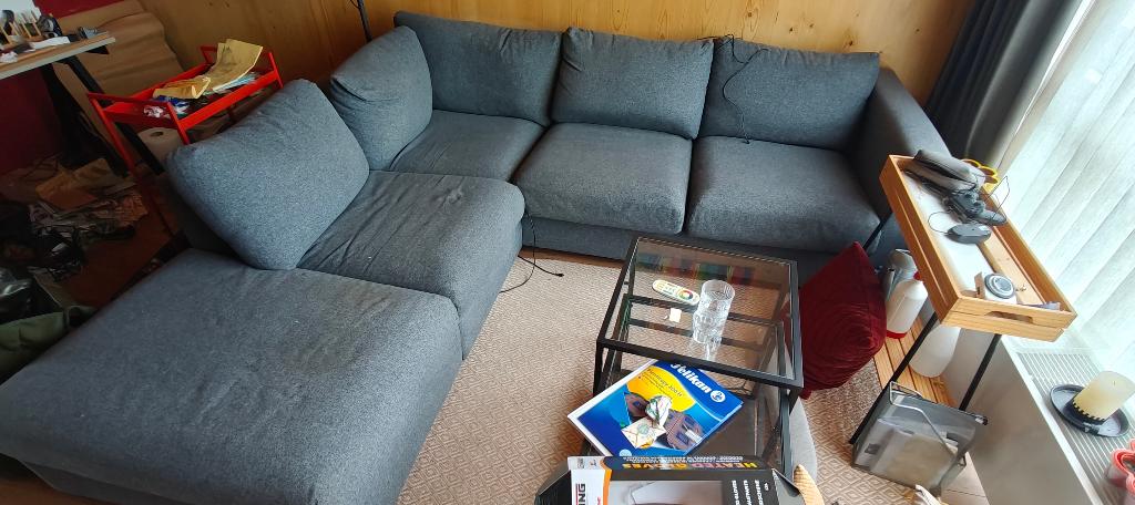 IKEA Vimle hoekbank met poef met opbergruimte, kleur grijs, Ophalen, Gebruikt, Stof