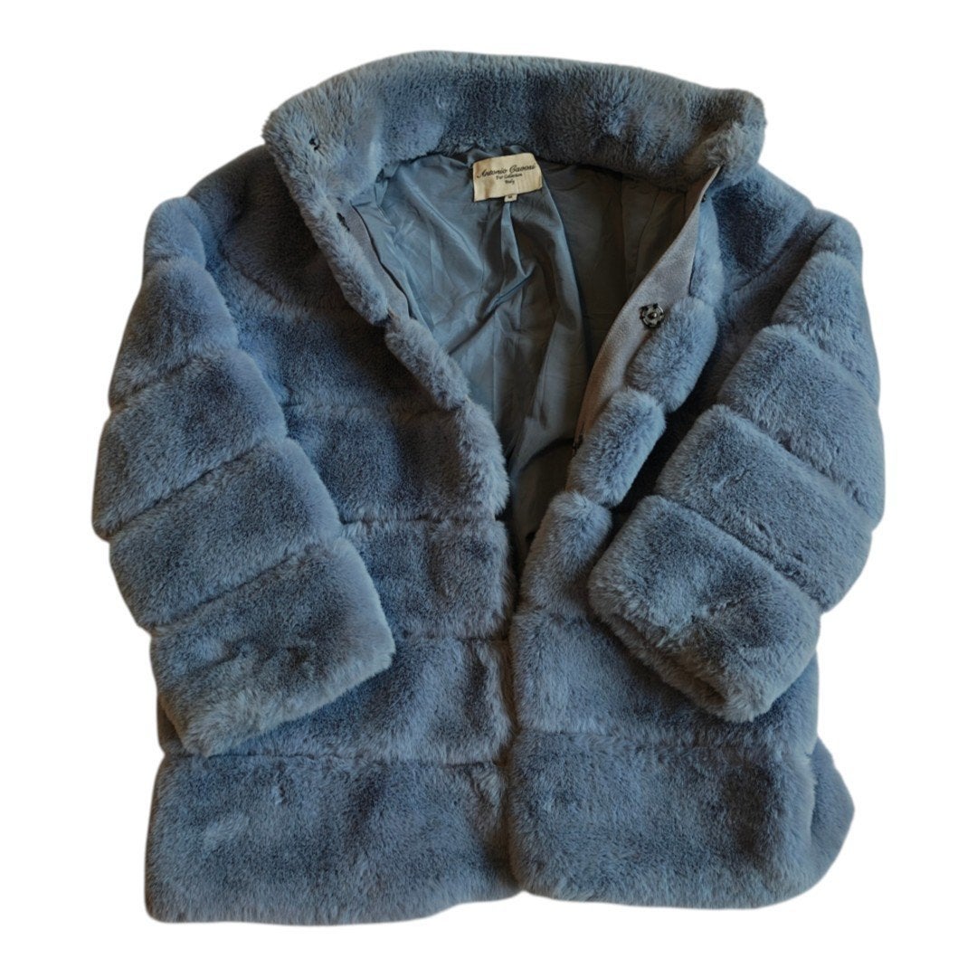 Antonio Gaossi Faux Fur Jas Maat M Blauw, Maat 38/40 (M), Blauw, Ophalen of Verzenden, Zo goed als nieuw