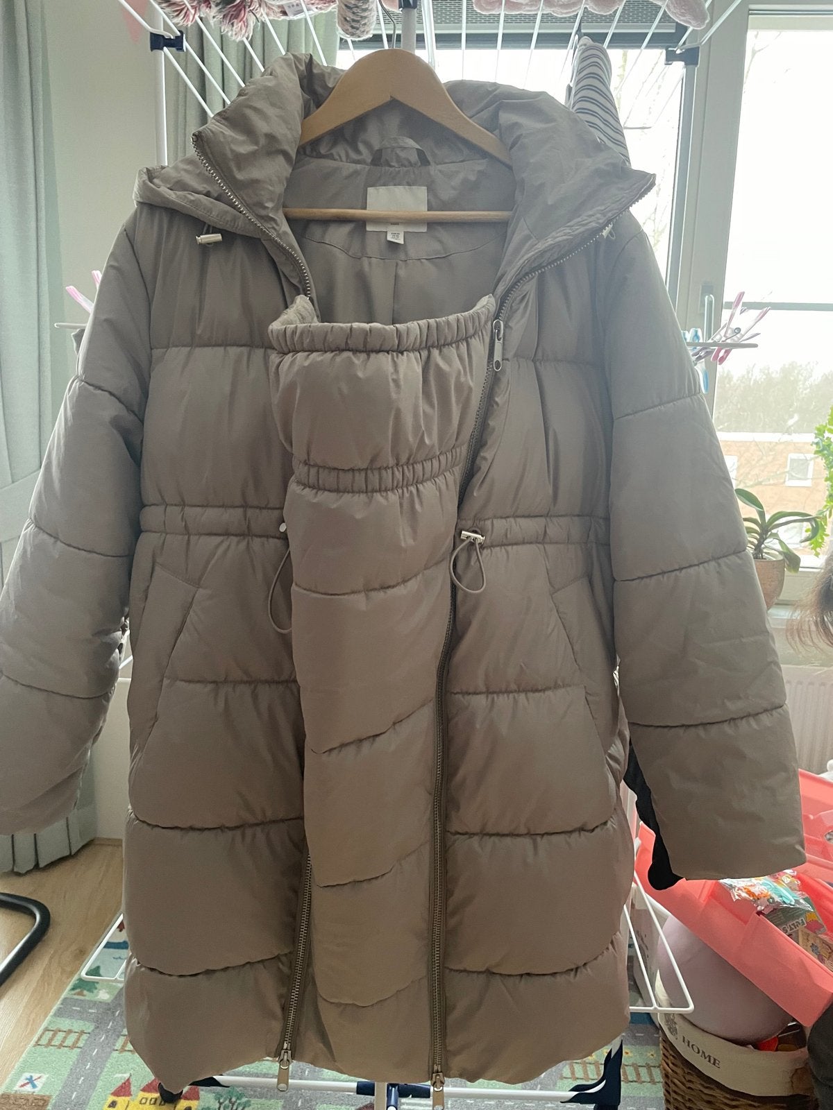H&M Zwangerschapsjas/Drajas Maat XS, Kleding | Dames, Ophalen, Zo goed als nieuw, Maat 34 (XS) of kleiner, Beige
