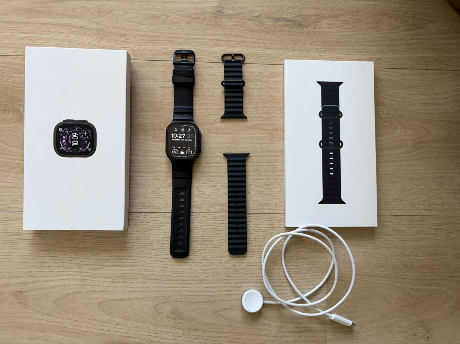 Apple Watch Ultra 3 49mm Cellular Black Titanium krasvrij, Ophalen of Verzenden, Zo goed als nieuw, Zwart, IOS