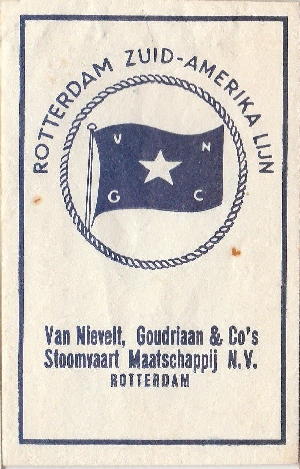 Rotterdam Zuid Amerika lijn - v Nievelt Goudriaan Stoomvaart, Ophalen of Verzenden
