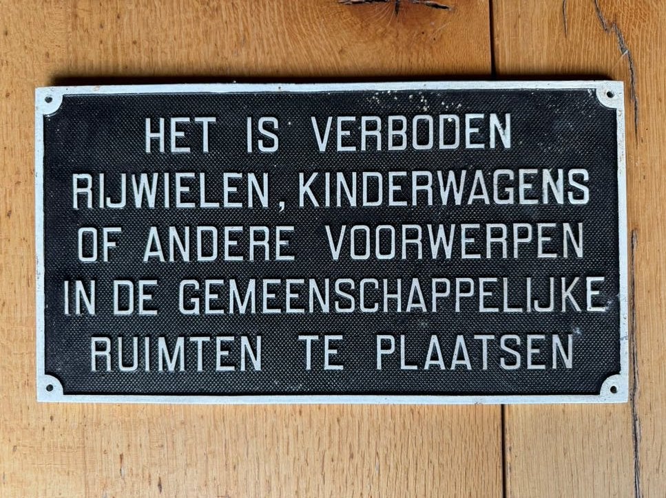 Verboden rijwielen bord, Ophalen of Verzenden, Zo goed als nieuw, Reclamebord