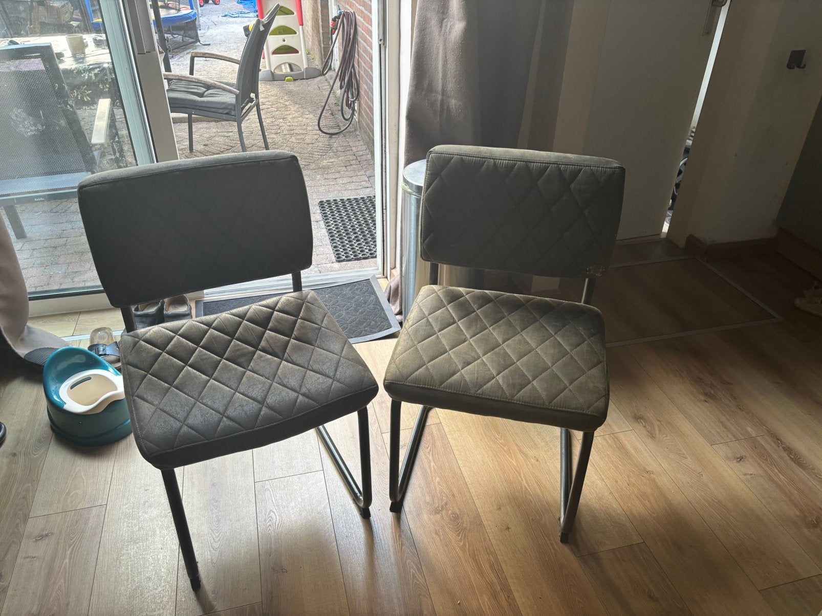 3 eetkamer stoelen, Ophalen, Gebruikt, Leer, Drie