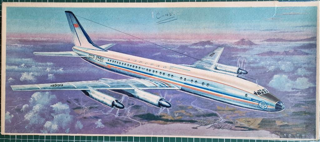 Tupolev Tu-114 VEB Plasticart 1/100 Compleet, Overige merken, 1:72 tot 1:144, Ophalen of Verzenden, Zo goed als nieuw