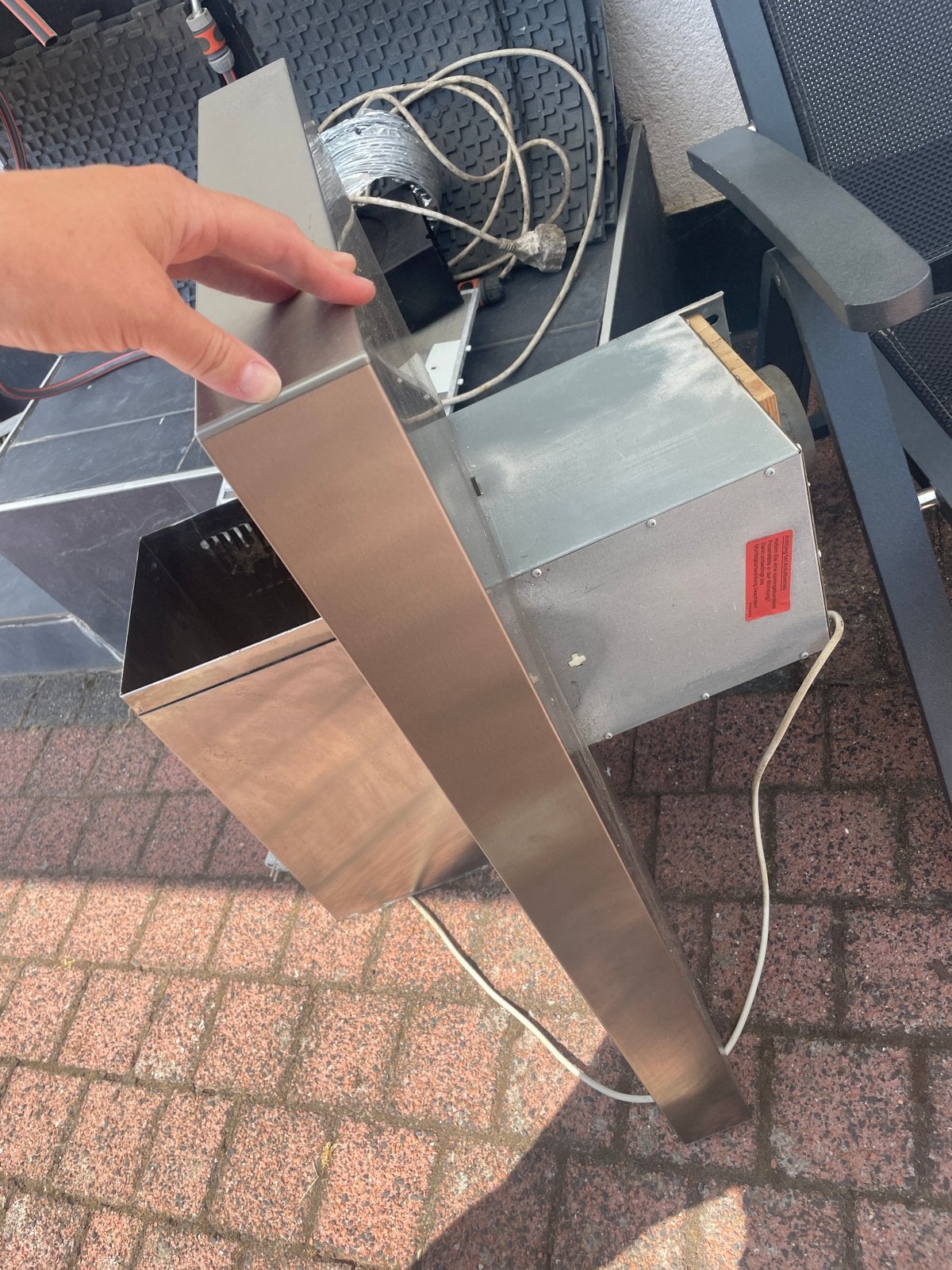 Gebruikte afzuigkap, RVS, compleet met motor en filters, Ophalen, Gebruikt, Wandschouwkap, Vrijstaand
