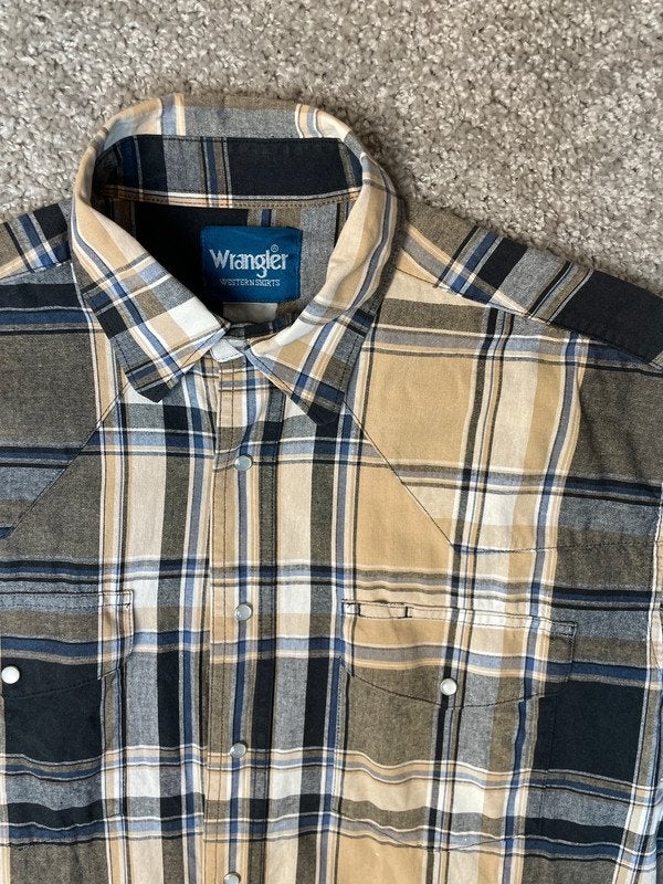 Wrangler Overhemd Heren XL Beige Western Cowboy Ruit, Ophalen of Verzenden, Zo goed als nieuw, Beige, Wrangler