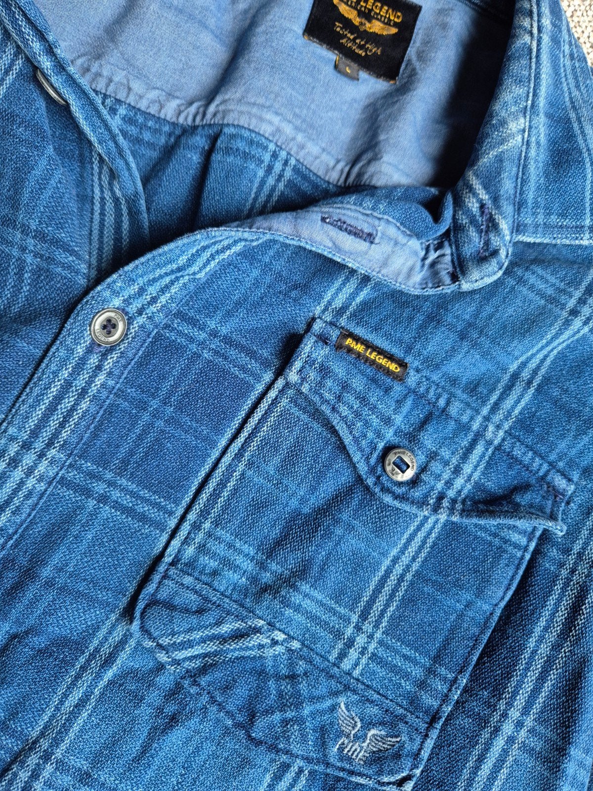 Pme Legend Pall Mall jeans Spijkerblouse maat L, Blauw, ., Ophalen of Verzenden, Zo goed als nieuw