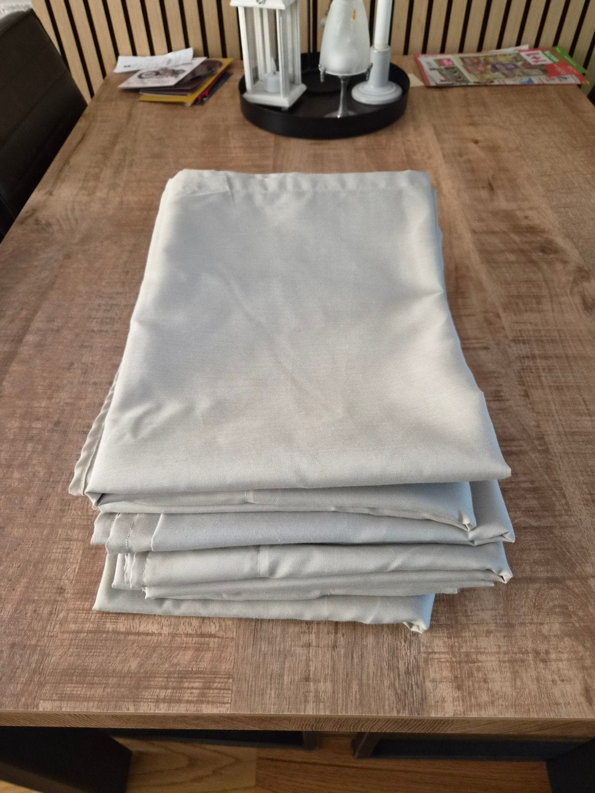 6 x beige gordijnen in between met toebehoren, Huis en Inrichting, Ophalen, Gebruikt, Overige merken, Beige