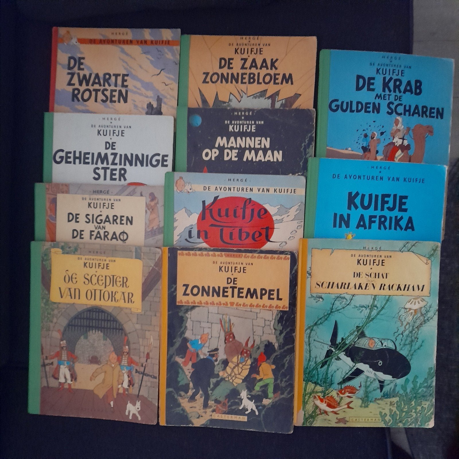 11 Kuifje stripalbums - slechte staat -  Hergé, Boeken, Meerdere stripboeken, Ophalen of Verzenden, Gelezen, Hergé