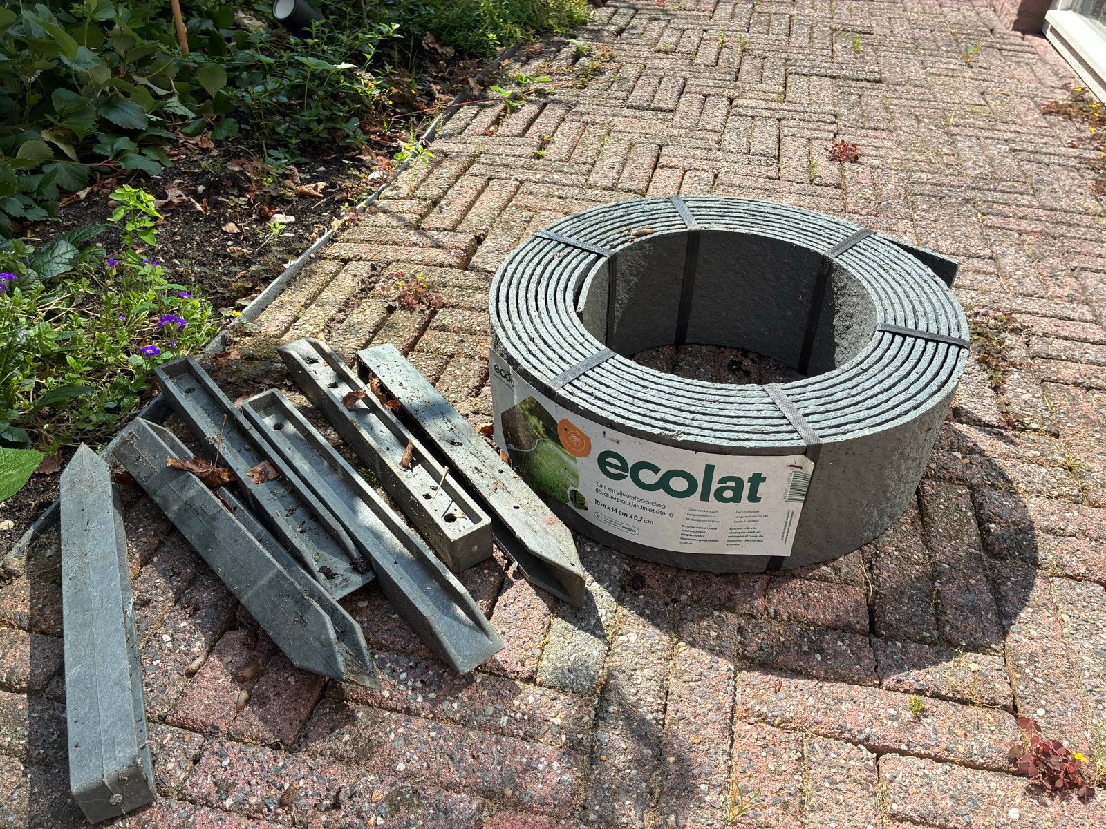 Ecolat tuinranden en paaltjes - Kunststof, Ophalen, Kunststof, Gebruikt, 200 cm of meer