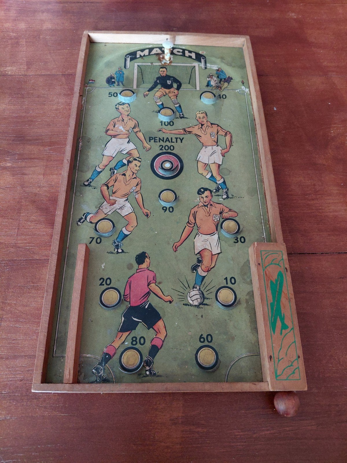 Vintage houten voetbal flipperkast 'Match', Antiek en Kunst, Ophalen of Verzenden