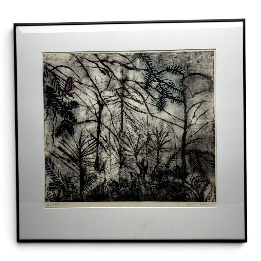 Jeanne Bieruma Oosting (1898-1994) - Ets ‘de wildernis’, Ophalen of Verzenden, Landschap, Ets, Gesigneerd