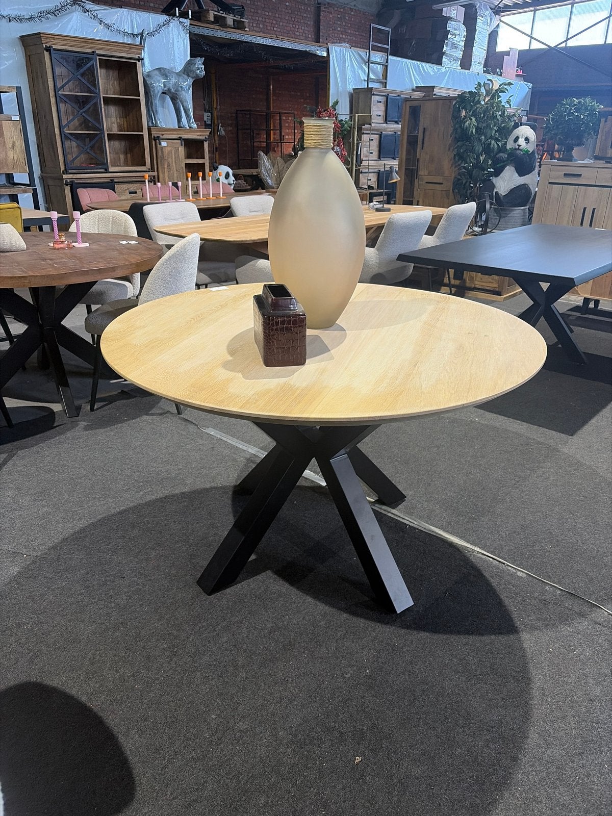 Eiken eettafel - Diameter 130 cm, Ophalen of Verzenden, Gebruikt