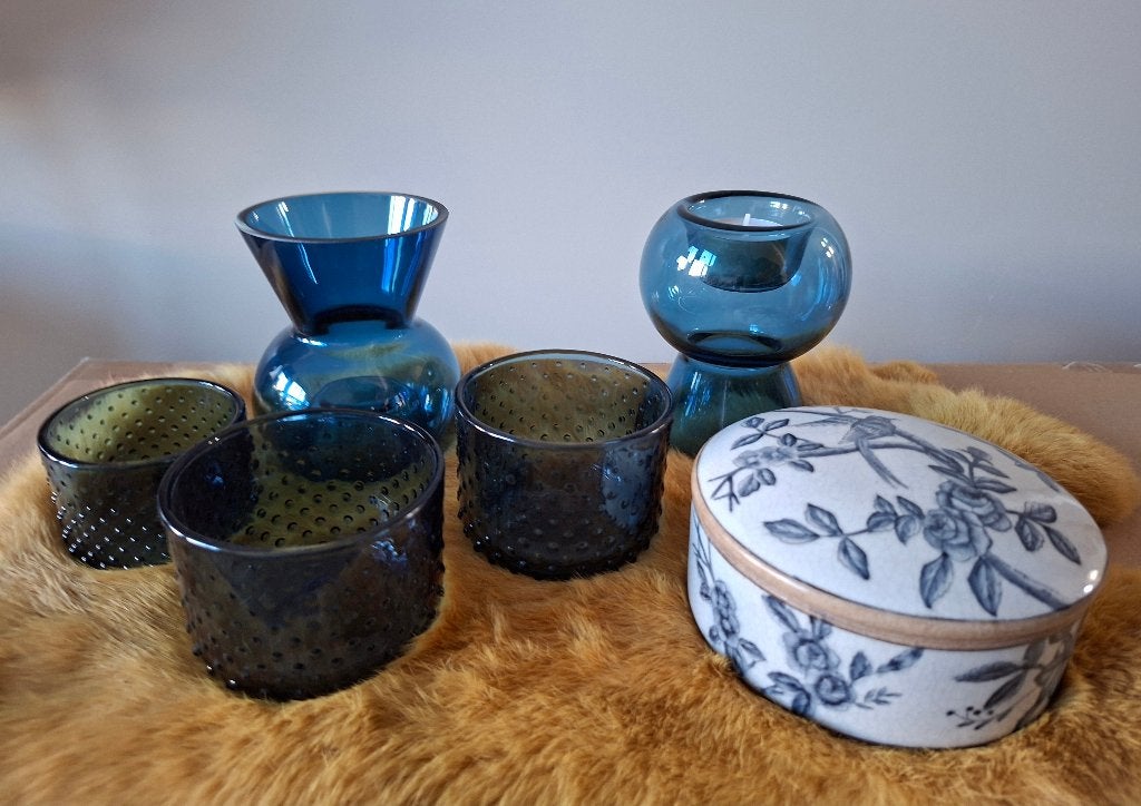 Leuke set woondecoratie kaarsenhouders donkerblauw ZGAN, Blauw, IKEA, Waxinelichthouder, Ophalen of Verzenden