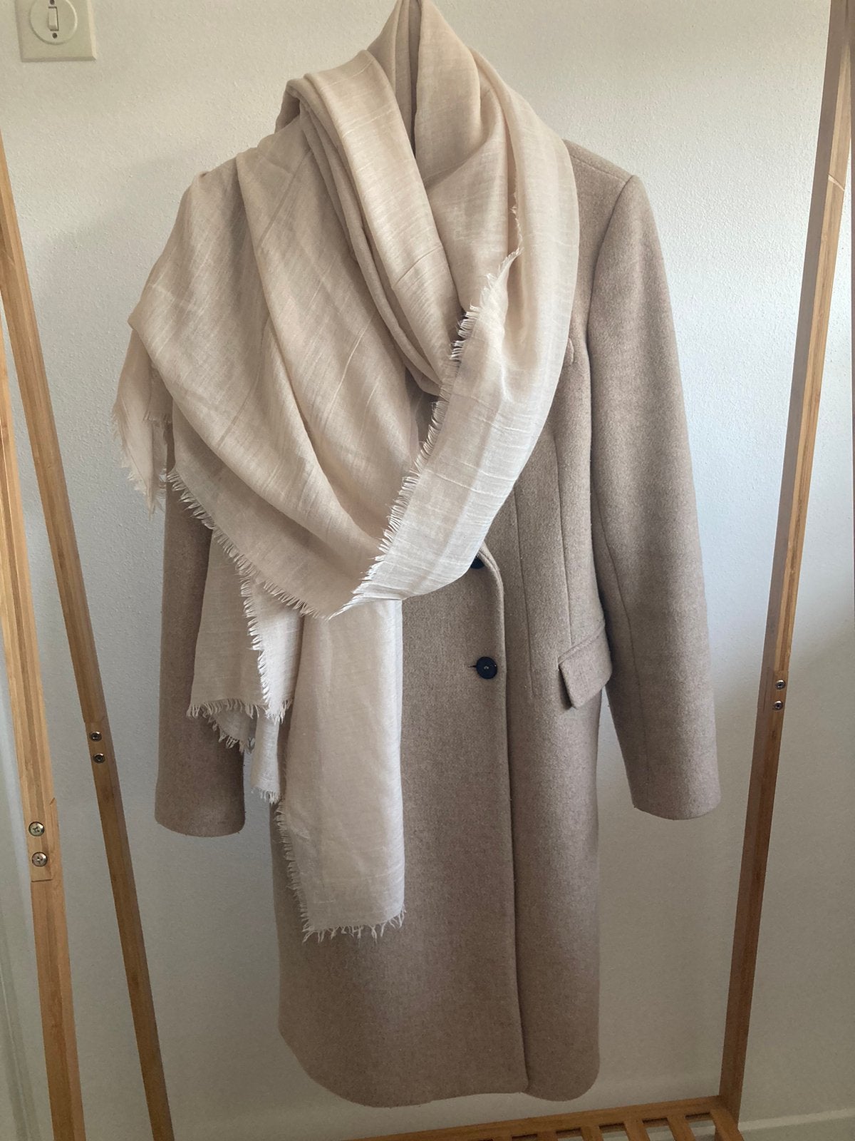 Zara woman M stijlvolle jas (wol) met bijpassende sjaal, Ophalen of Verzenden, Gedragen, Maat 38/40 (M), Beige