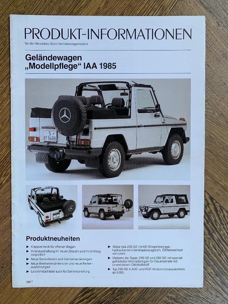 Product informatie Mercedes-Benz G-klasse W460 1985, Zo goed als nieuw, Mercedes-Benz, Mercedes, Ophalen of Verzenden