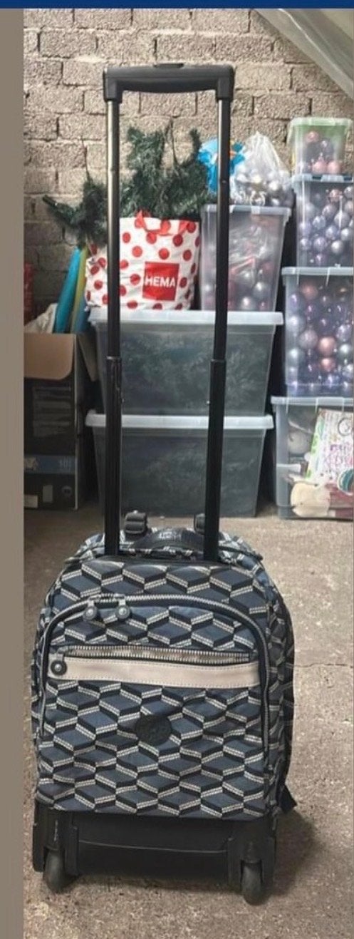 Kipling Boekentas met Wieletjes - Blauwe tinten/Wit, Ophalen, Gebruikt, Blauw, Overige typen